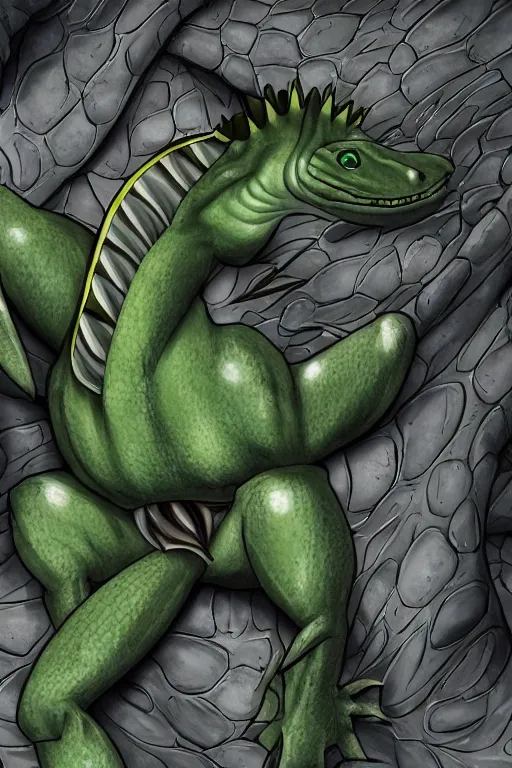 Image similar to lizardman, gray scales, anime, hd,