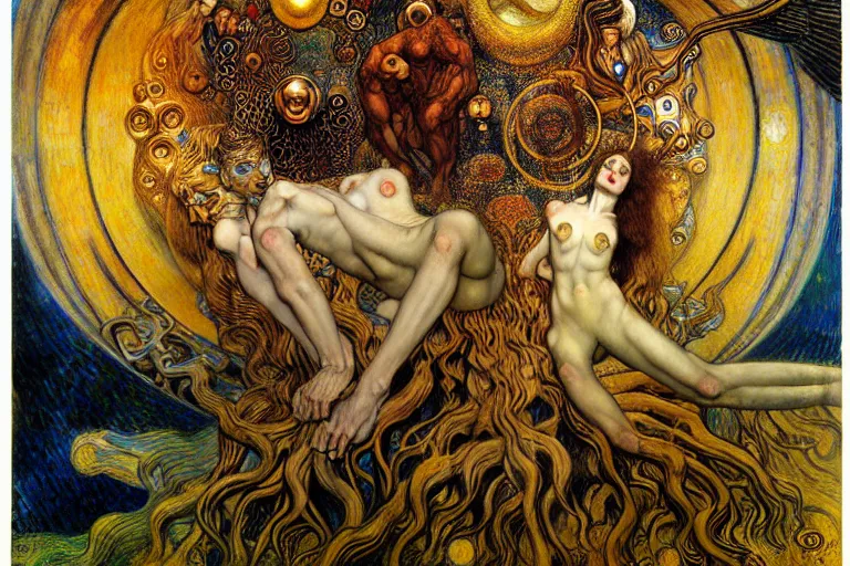 Image similar to Divine Chaos Engine by Karol Bak, Jean Delville, William Blake, Gustav Klimt, and Vincent Van Gogh, symbolist, visionary