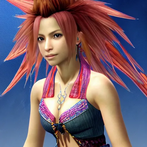 Image similar to character design of shakira by tetsuya nomura, final fantasy x