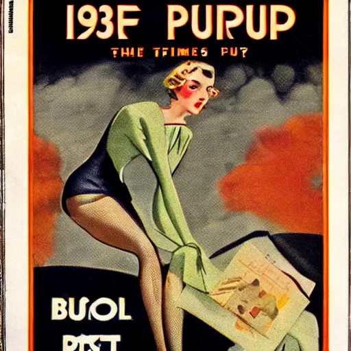 Prompt: 1930s pulp magazine cover about buying socks