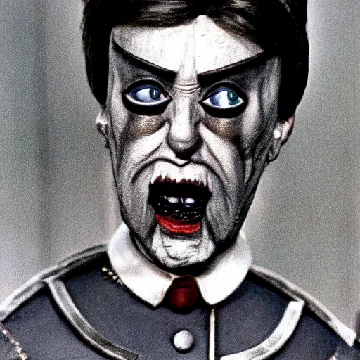 Prompt: a 1 9 8 0's horror movie version of the face of a person named archduke petyr von pekormunch the vi