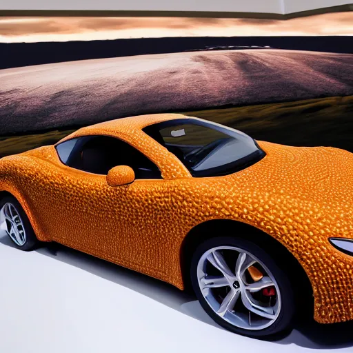 Prompt: photo of a car made of swiss cheese, 8 k high definition, insanely detailed, intricate