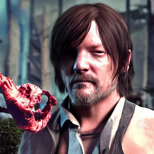 Prompt: Norman Reedus and the Funky Fetus reveal trailer Playstation 5 8K HDR