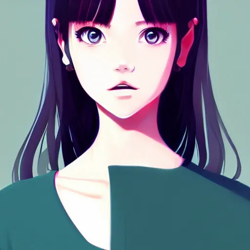 Image similar to elegant girl in urban outfit, cute fine face, digital painting, fan art, pixiv, by Ilya Kuvshinov, by Studio Ghibli