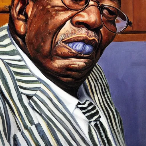 Image similar to high quality high detail painting by lucian freud, hd, portrait of bb king