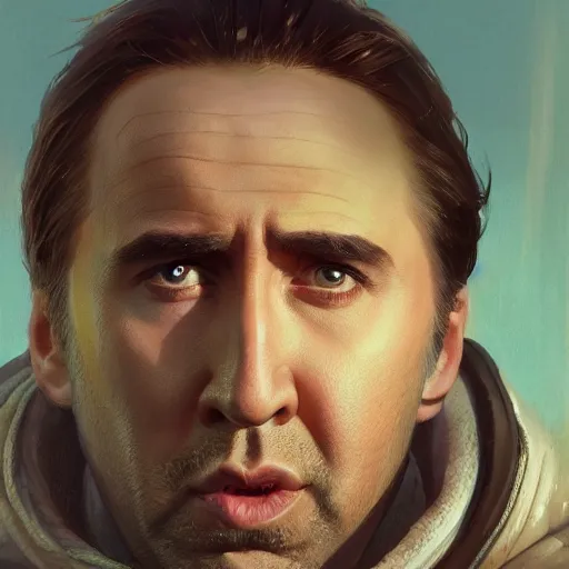 Image similar to highly detailed portrait, nicolas cage, in gta v, stephen bliss, unreal engine, fantasy art by greg rutkowski, loish, rhads, ferdinand knab, makoto shinkai and lois van baarle, ilya kuvshinov, rossdraws, tom bagshaw, global illumination, radiant light, detailed and intricate environment