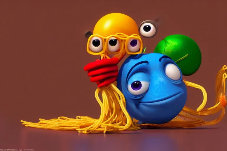 Image similar to still from a Pixar movie of The Spaghetti Monster, high quality 3d render, movie, Pixar, Renderman, 4k, artstation