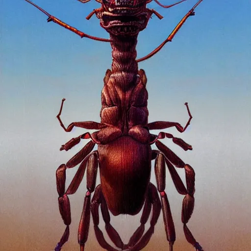 Image similar to A large ant queen standing on her hind legs formian pathfinder, digital art, Wayne Barlowe