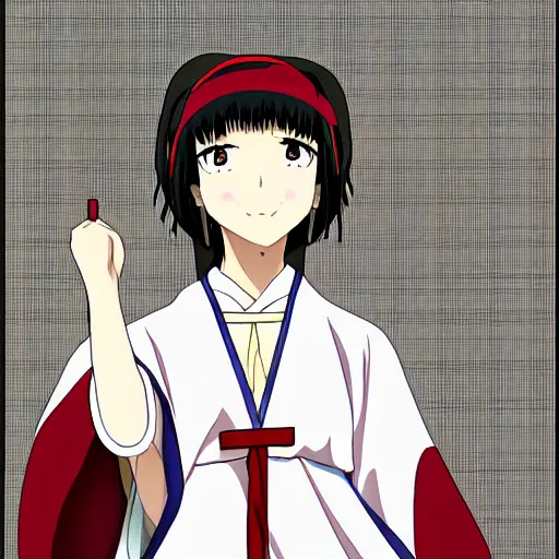 Prompt: yuri tamura dressed as a nun anime trending illustration by miura