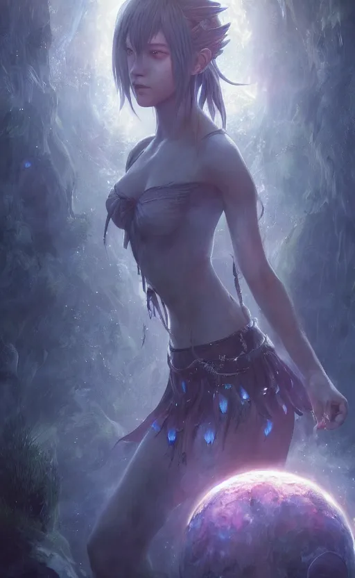 Prompt: a girl from final fantasy live action, avatar, pandora, evocative, mystical night, very very very very detailed, award winning, masterpiece digital painting by greg rutkowski, alex grey, artstation, 4 k wallpaper