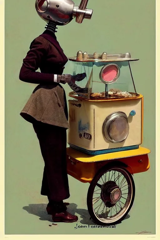 Image similar to ( ( ( ( ( 1 9 5 0 s retro future android robot mobile icecream vendor. muted colors., ) ) ) ) ) by jean - baptiste monge,!!!!!!!!!!!!!!!!!!!!!!!!!