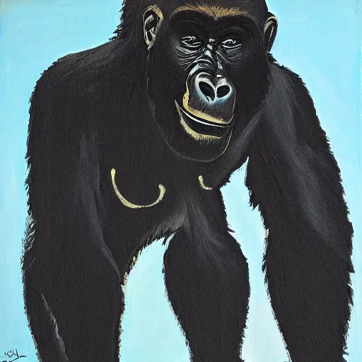 Image similar to gorilla painting, style of ad nauseam album cover