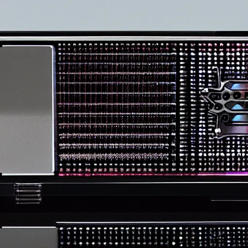 Prompt: a sega megadrive console made of swarovski crystal specular highlights