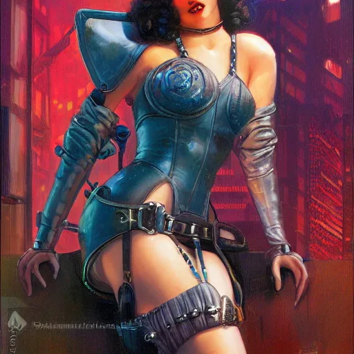 Prompt: portrait of a 1 9 2 0 style cyberpunk pinup girl by ralph horsley