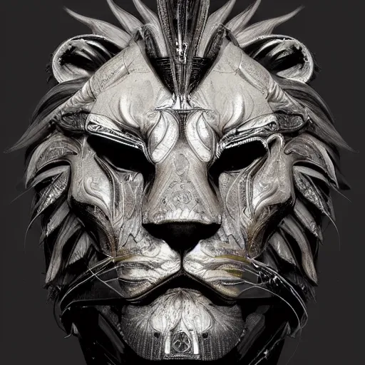 Image similar to Very very very very highly detailed epic photo of face with lion venetian mask, intricate, dystopian, sci-fi, extremely detailed, digital painting, artstation, concept art, smooth, sharp focus, illustration, intimidating lighting, incredible art by Artgerm and Vincent di Fate