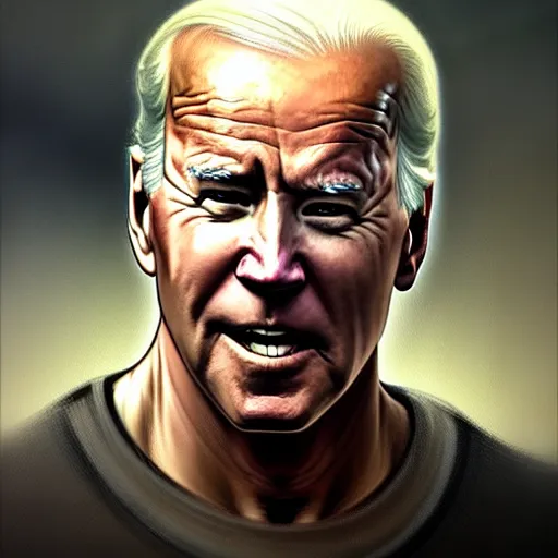 Image similar to Joe Biden as a dump looking caveman , colorful painting on grey scale face, powerful , magic, thunders, dramatic lighting, intricate, wild, highly detailed, digital painting, artstation, concept art, smooth, sharp focus, illustration, art by artgerm and greg rutkowski and alphonse mucha, footage