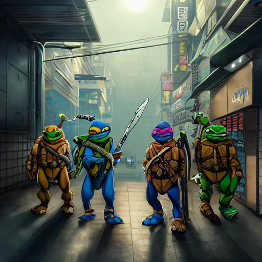 cartoon teenage mutant ninja turtles, standing in | Stable Diffusion ...