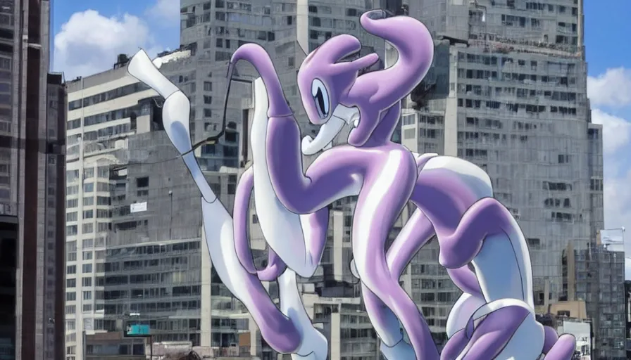 Image similar to MewTwo on a water tank in Newark