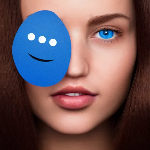 Image similar to emoji of a person with brown hair and blue eyes