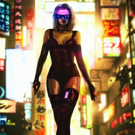 Prompt: Margot Robbie in a japanese cyberpunk anime