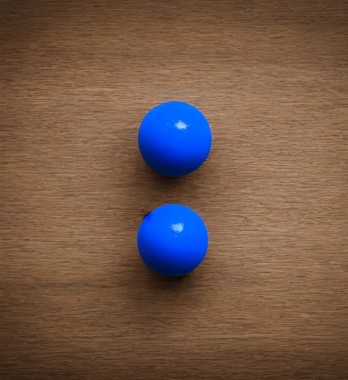 Prompt: a blue ball on a table