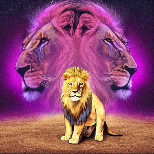 Prompt: hologram lion