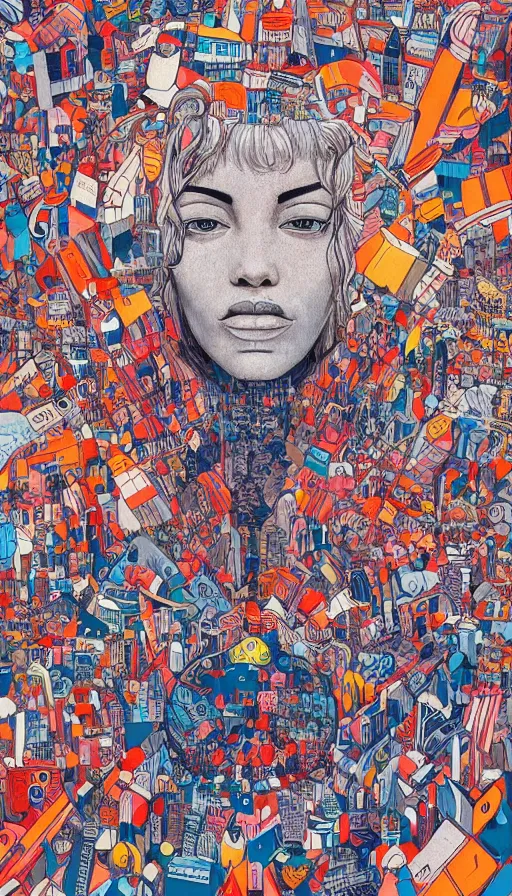 Prompt: london city portrait of a beautiful world, by james jean