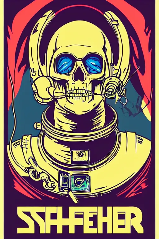 Image similar to portrait of a astronaut skeletor, art by butcher billy, sticker, colorful, illustration, highly detailed, simple, smooth and clean vector curves, no jagged lines, vector art, smooth