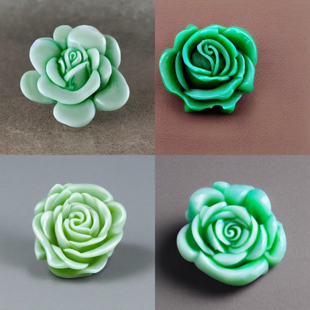 Prompt: rose carved out of jadeite