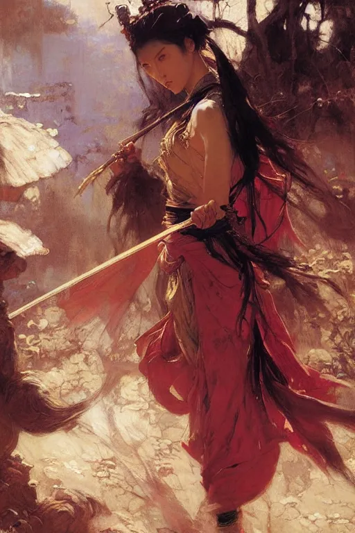 Image similar to wuxia, painting by gaston bussiere, craig mullins, j. c. leyendecker