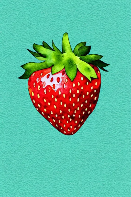 Image similar to minimalist watercolor art of a strawberry, illustration, vector art