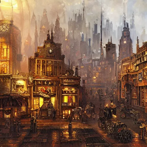 Prompt: a steampunk city in the style of James gurney, famous oil painting, award winning