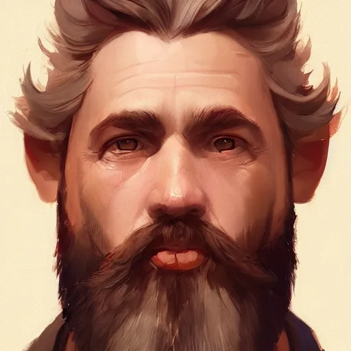 Image similar to a man with a beard is staring at the camera, a character portrait by Mandy Jurgens, cgsociety contest winner, shock art, artstation hq, speedpainting, official art