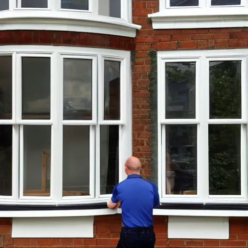 Image similar to builders inspecting and discussing single sash window