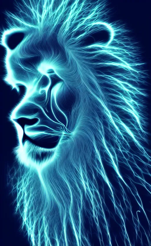 Prompt: lion made of Fractal flame,