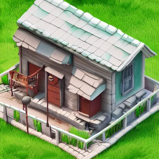 Image similar to isometric 3 d cute house, smoth 3 d illustration, cinematic matte painting, soft render, servando lupini, handpaint texture, blender, 3 dcoat