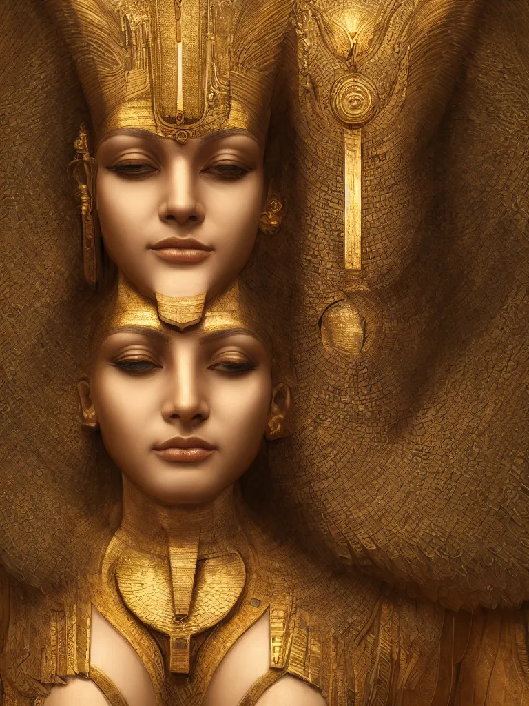 Image similar to goddess of eygpt, 3 d model, very coherent symmetrical artwork, unreal engine realistic render, 8 k, micro detail, gold and steel intricate, elegant, highly detailed, digital painting, artstation, smooth, sharp focus, illustration, artgerm, tomasz alen kopera, wlop