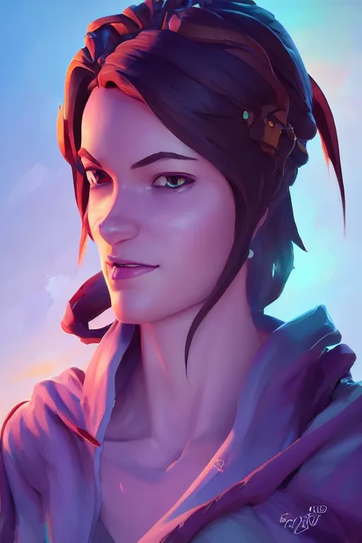 Image similar to epic lady portrait stylized as fornite style game design fanart by concept artist gervasio canda, behance hd by jesper ejsing, by rhads, makoto shinkai and lois van baarle, ilya kuvshinov, rossdraws radiating a glowing aura global illumination ray tracing hdr render in unreal engine 5