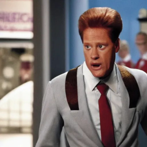 Prompt: a film still of Troy McClure in 'Here Comes The Metric System!' (2012)