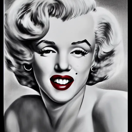 Prompt: monochrome marilyn monroe portrait, colorized