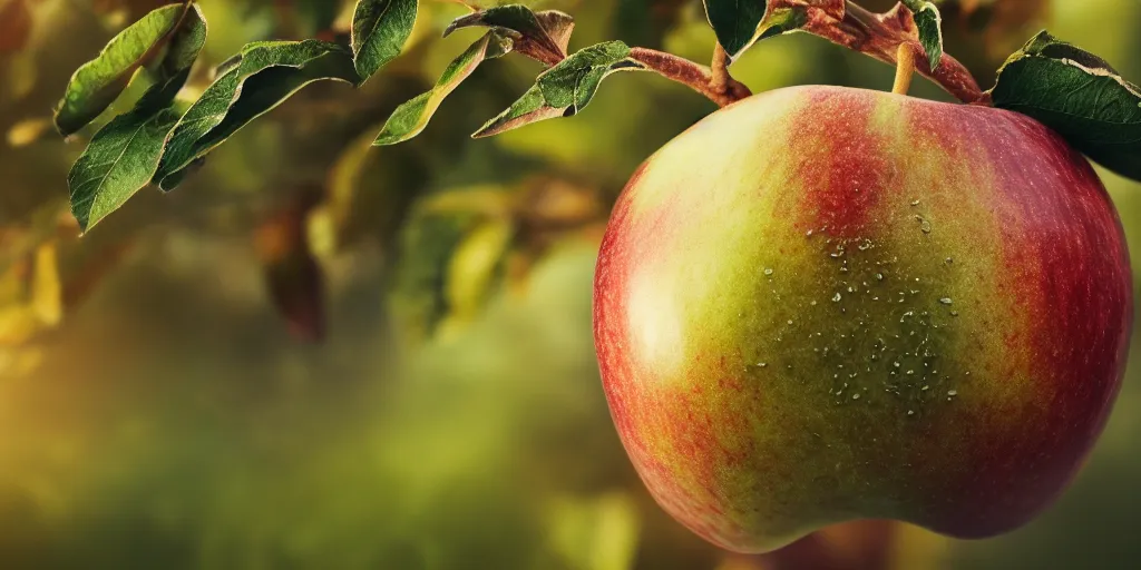 Prompt: a close - up photographic picture of an apple on a tree, photographic filter, unreal engine 5, realistic, hyperdetailed, 8 k, cinematic, volumetric lighting, very realistic effect, hd, hdr, 4 k, sharp focus, octane render, ultra detailed, high resolution, trending on artstation in the style of albert dros glowing rich colors powerful imagery