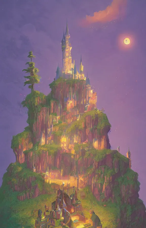 Prompt: magical castle school on a hill, dreamworks, sharp focus, highly detailed, james gilleard, ralph mcquarrie, bright colors, close up, print, game art