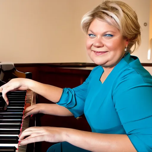 Image similar to erna solberg playing the piano