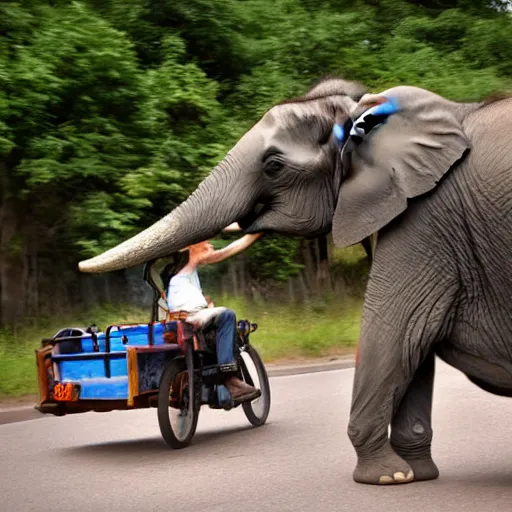 Prompt: elephant riding a bike - n 9