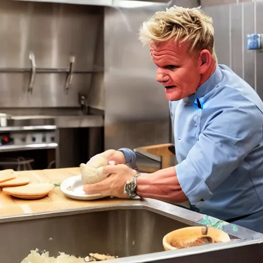 Image similar to gordon ramsay making food inside a toilet