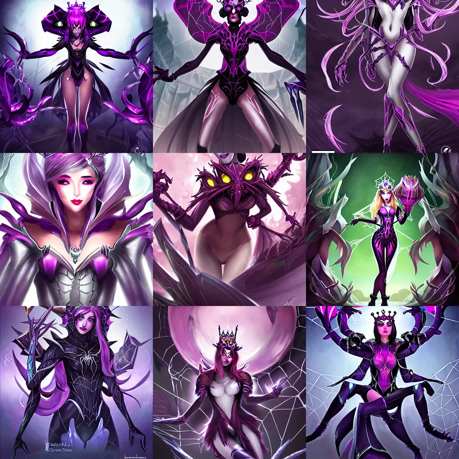 Prompt: Eliste, the spider queen, League of Legends cover art