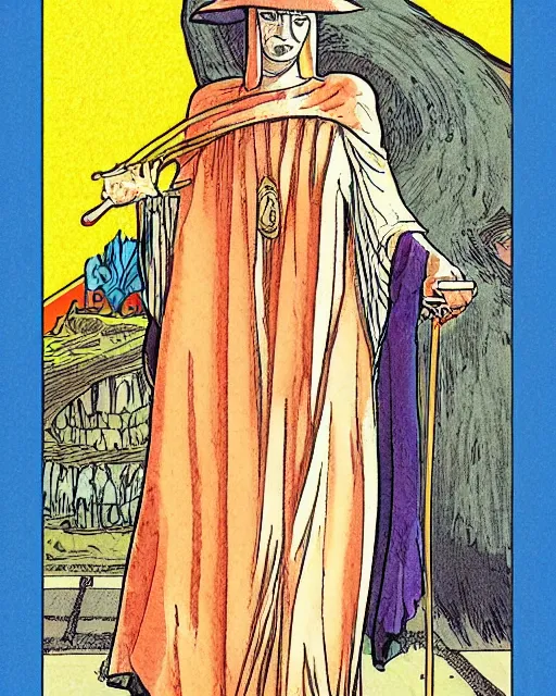 Prompt: the high priestess tarot card in the style of jean giraud