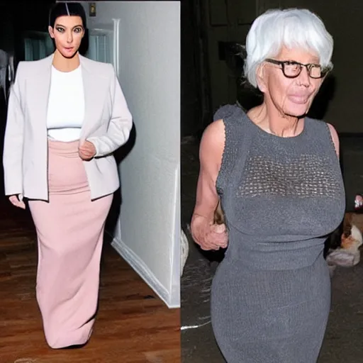 Prompt: kim kardashian as an elderly woman