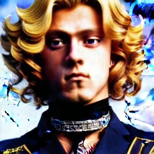 Image similar to a photograph of giorno giovanna from a live action version of jojo's bizarre adventure, filmic, cinematographic