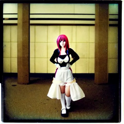 Image similar to atmospheric Polaroid photo of Marisa kirisame cosplayer in an abandoned mall